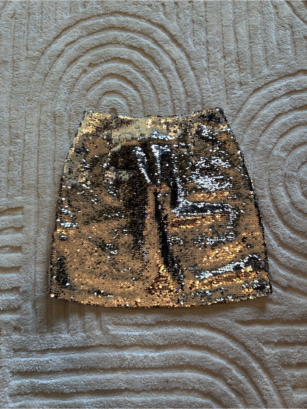 Sequin Mini Skirt in Metallic Silver and Gold GB Gold Sequin Mini Skirt